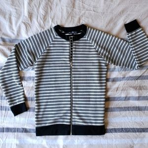 Black and White Striped Bomber/Sweater